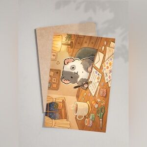 Cute Guinea Pig Art Greeting Card Postcard 4X6 Stationary mail set of 2